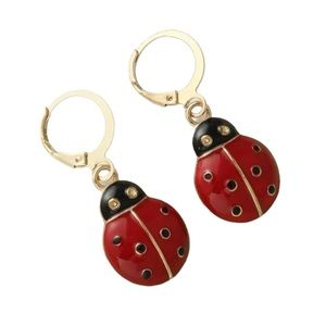 Red Ladybug Drop Earrings